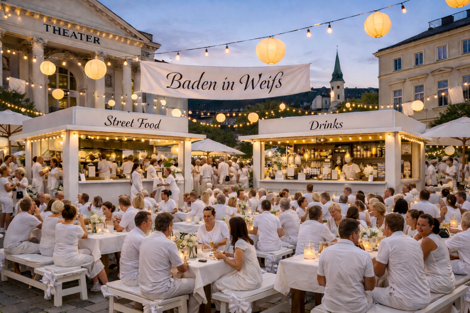 Baden in Weiß im Abendlicht